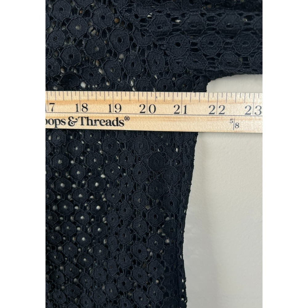 Boden Geo Lace Top US 12 Black Romantic Sheer Lace Blouse Tie Neck - Picture 10 of 10